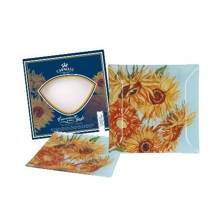 Talerz dekoracyjny 13x13 cm Vincent Van Gogh - Słoneczniki