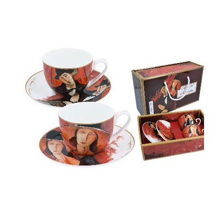 Komplet 2 filiżanek ze spodkami 250 ml - Amedeo Modigliani Kobieta w kapeluszu i Mario Varvogli