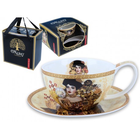Filiżanka ze spodkiem 340 ml Gustav Klimt Adele jasne tło