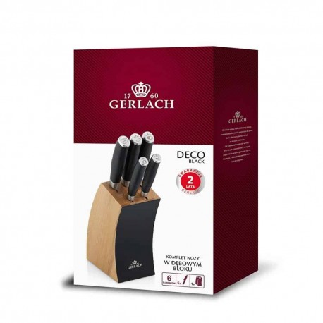 GERLACH Deco Black zestaw noży kuchennych w bloku