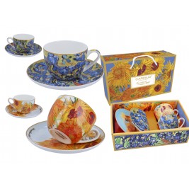 Komplet 2 filiżanek ze spodkami 250 ml - Słoneczniki i Irysy Vincent Van Gogh