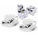Komplet 2 filiżanek espresso ze spodkami 100 ml - koty czarno-białe