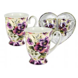 Komplet 2 kubków w sercu 350 ml - Bratki