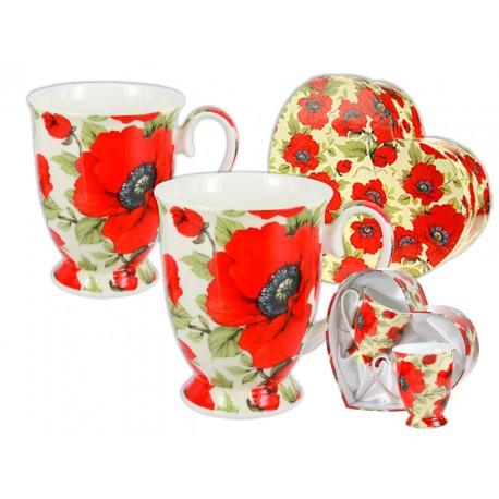 Komplet 2 kubków w sercu 350 ml - Maki