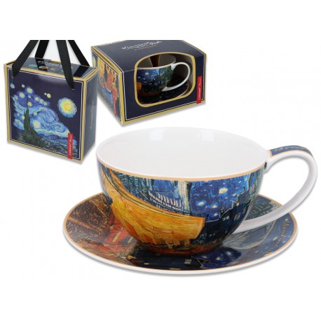 Filiżanka ze spodkiem 360 ml-Vincent Van Gogh Taras Kawiarni Nocą