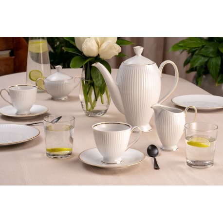 Garnitur do kawy dla 12 osób 39 elementów Dalia złota linia