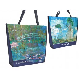 Torba na ramię - Claude Monet nenufary/kobieta z parasolem
