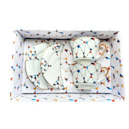 Zestaw 2 filiżanek ze spodkami 250 ml Arlekin Porcelana Bogucice