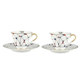 Zestaw 2 filiżanek ze spodkami 250 ml Arlekin Porcelana Bogucice