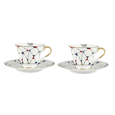 Zestaw 2 filiżanek ze spodkami 250 ml Arlekin Porcelana Bogucice
