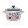 Garnek emaliowany ze szklaną pokrywką 16 cm 1,9 l Kremowy Porto Metalac