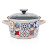 Garnek emaliowany ze szklaną pokrywką 24 cm 6,0 l Kremowy Porto