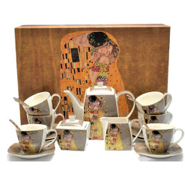 Komplet do kawy dla 6 osób 15 elementów Gustav Klimt Pocałunek
