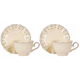 Komplet 2 filiżanek 250ml ze spodkami | VERONI Diva Cream