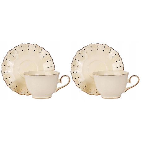 Komplet 2 filiżanek 250ml ze spodkami | VERONI Diva Cream