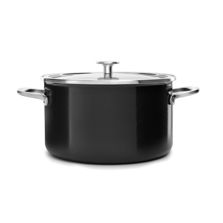 Garnek emaliowany 6L/24cm z pokrywką | KitchenAid Onyx Black