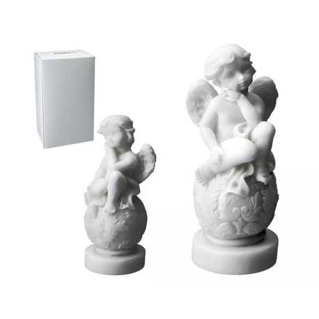 Aniołek siedzący na kuli - alabaster grecki 10 cm