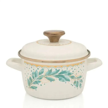 Garnek emaliowany z pokrywką 16cm/1,9L | Metalac "Green Line"