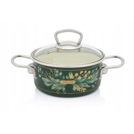 Garnek emaliowany z pokrywką 16cm/1,5L | Metalac "Golden Times"