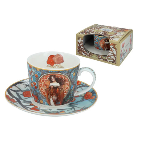 Filiżanka ze spodkiem 230ml - "Inspirowana malarstwem A. Mucha"