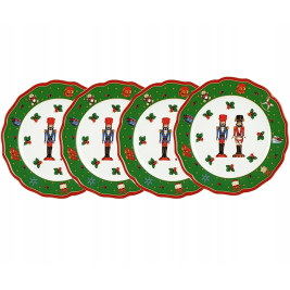 Zestaw 4 sztuk talerzy deserowych | Bogucice "Cicha Noc" green