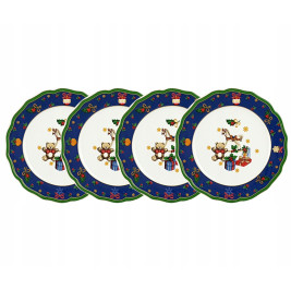 Zestaw 4 sztuk talerzy deserowych | Bogucice "Cicha Noc" blue