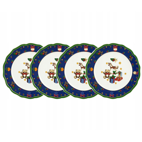 Zestaw 4 sztuk talerzy deserowych | Bogucice "Cicha Noc" blue