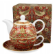Czajniczek z filiżanką i spodkiem 350 ml W. MORRIS - STRAWBERY THIEF RED