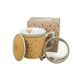 Kubek porcelanowy z zaparzaczem 450 ml | DUO „Solis”