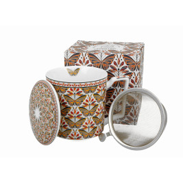 Kubek porcelanowy z zaparzaczem 400 ml | DUO „Papilio”