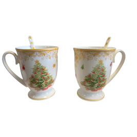 Zestaw 2 kubków z łyżeczkami 300 ml | Queen Isabell "Boże narodzenie"
