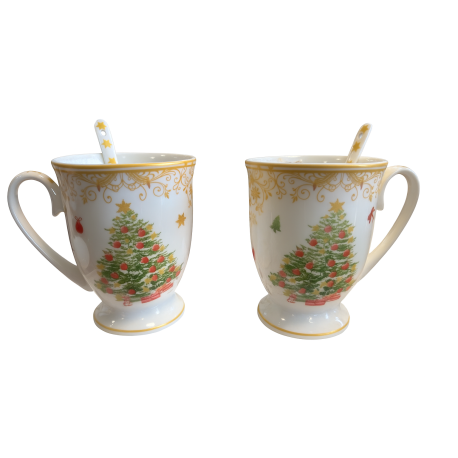 Zestaw 2 kubków z łyżeczkami 300 ml | Queen Isabell "Boże narodzenie"