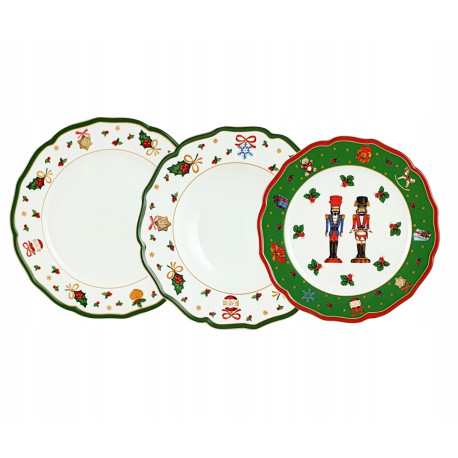 Zestaw 3 sztuk talerzy | Bogucice "Cicha Noc" Green