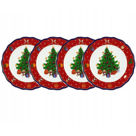 Zestaw 4 talerzy deserowych | Bogucice "cicha noc" red