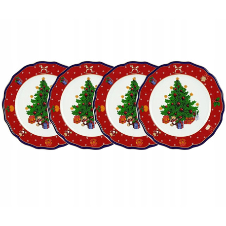 Zestaw 4 talerzy deserowych | Bogucice "cicha noc" red