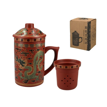 Kubek ceramiczny 350ml z sitkiem i przykrywką, zmieniający kolor