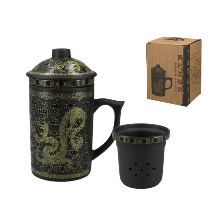 Kubek ceramiczny 350ml z sitkiem i przykrywką, zmieniający kolor