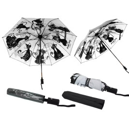 Parasol automatyczny, składany - Kocie wariacje (dekoracja pod spodem) (CARMANI)