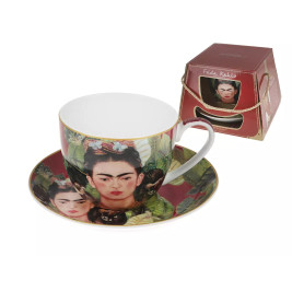 Filiżanka śniadaniowa 410ml - F. Kahlo, Autoportret z naszyjnikiem z cierni i kolibrem (CARMANI)