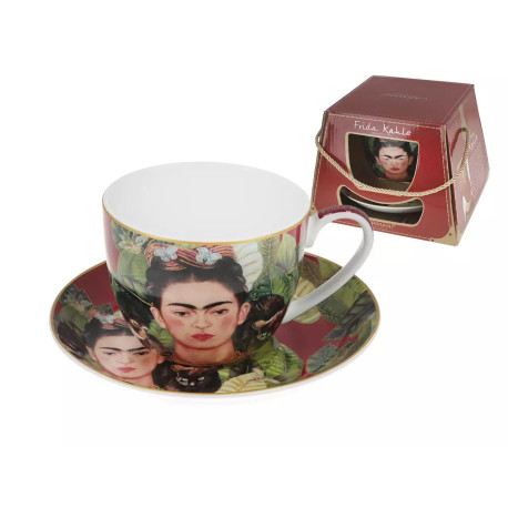 Filiżanka śniadaniowa 410ml - F. Kahlo, Autoportret z naszyjnikiem z cierni i kolibrem (CARMANI)
