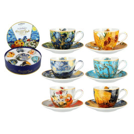 Komplet 6 filiżanek espresso 80ml w okrągłym pudełku - V. van Gogh (CARMANI)