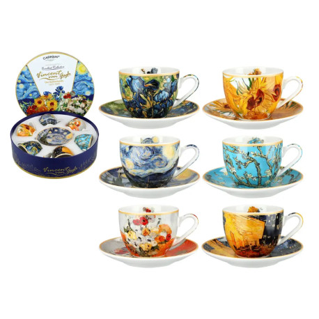 Komplet 6 filiżanek espresso 80ml w okrągłym pudełku - V. van Gogh (CARMANI)