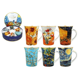 Komplet 6 kubków 350ml w okrągłym pudełku - V. van Gogh (CARMANI)