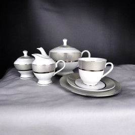 Serwis do herbaty dla 12 osób 27 elementów | Bogucice "Opal platin"