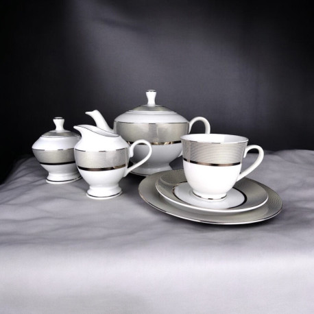 Serwis do herbaty dla 12 osób 27 elementów | Bogucice "Opal platin"