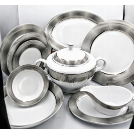 Serwis obiadowy dla 12 osób 43 elementy | Bogucice "Opal platin"