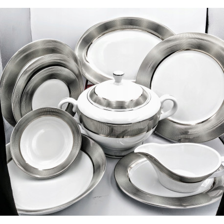 Serwis obiadowy dla 12 osób 43 elementy | Bogucice "Opal platin"