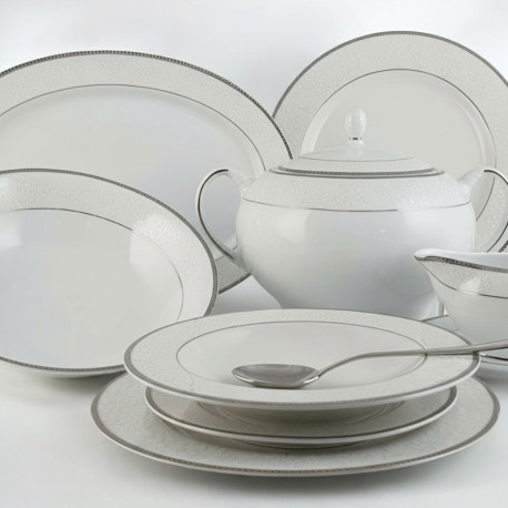 Serwis obiadowy 12 osobowy/42 sztuk | Bogucice NEW HOLLIS PLATIN CLASSIC