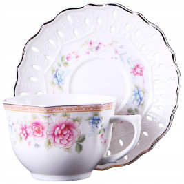 Zestaw 6 filiżanek 220ml ze spodkami | Veroni Dalia