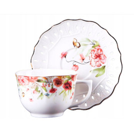 Zestaw 6 filiżanek 220ml ze spodkami | Veroni Gabriele